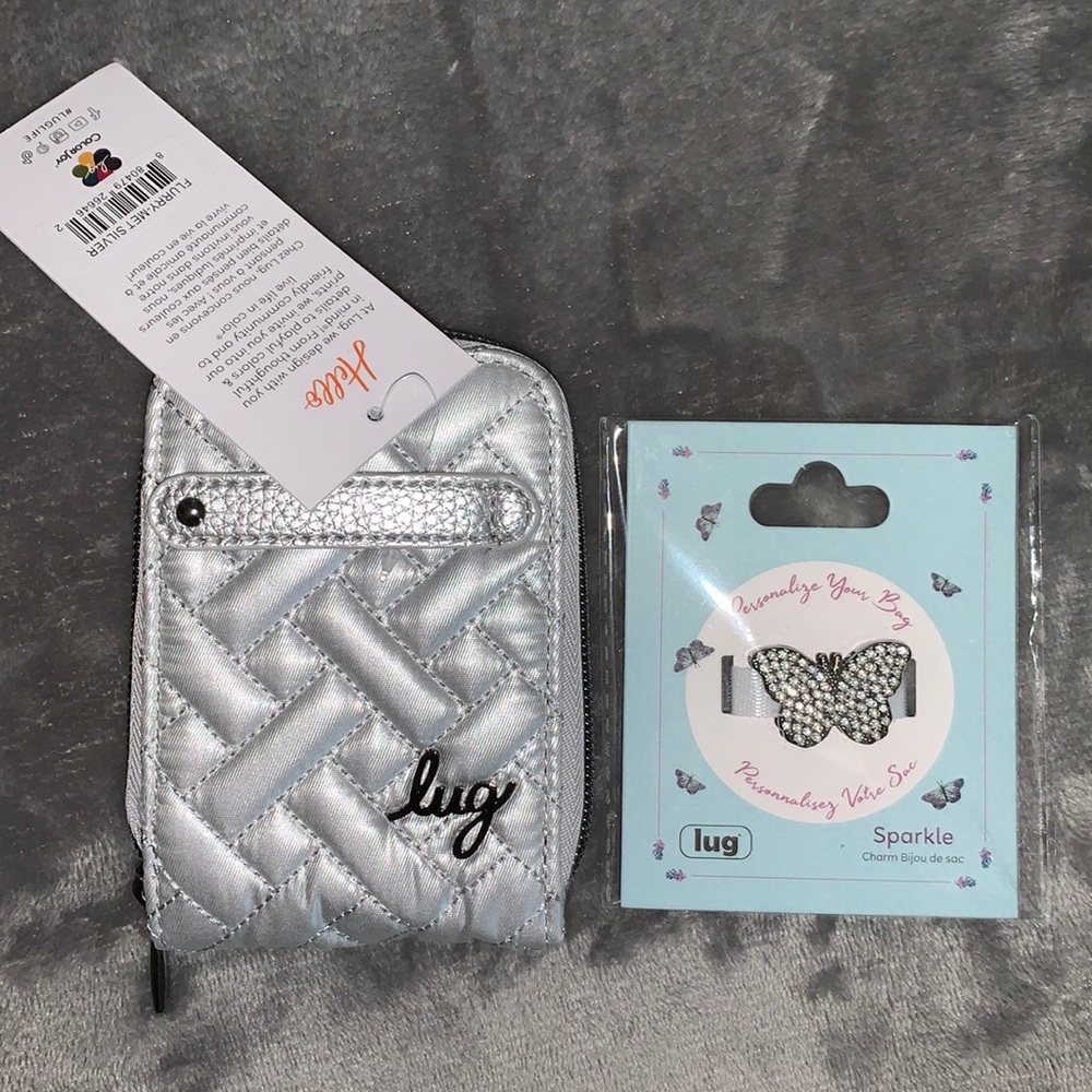 Lug Flurry Wallet Metallic Silver with Butterfly Charm
